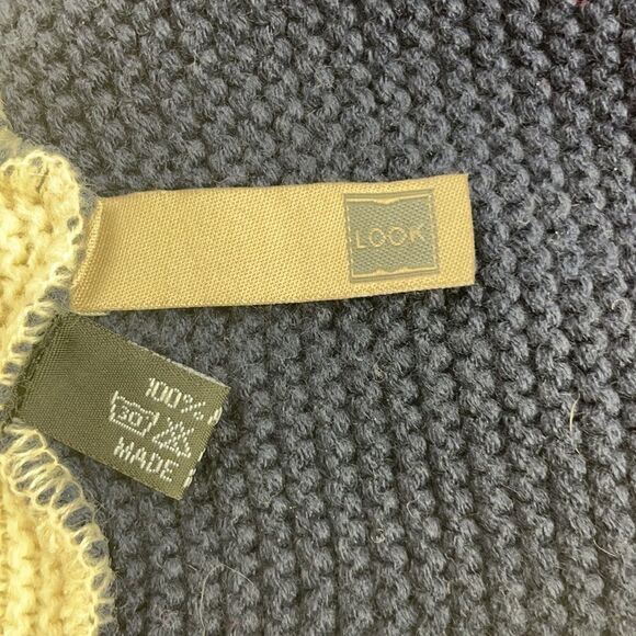 Look. Knit unisex Red, Blue and Tan Infinity Scarf - Picture 6 of 9